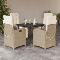 5-delige Tuinset met kussens poly rattan beige - thumbnail