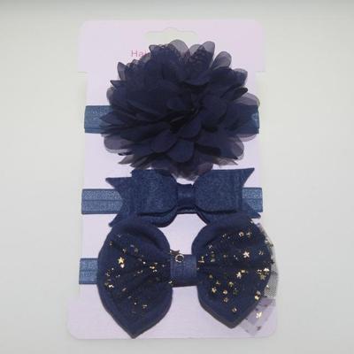 3 in 1Children Bow bloem hoofdband haar band haar ring Lees Tiara (donkerblauw)