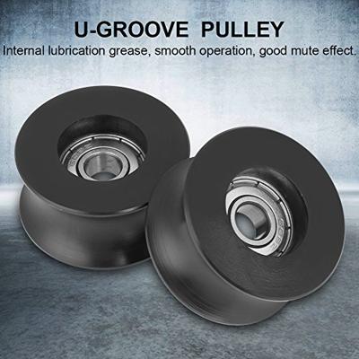 HamaLa 4 Stks U Type Groove Katrol, 0840UU Zwart U? Groove Katrol Roller Gids Wiel voor Deuren en Ramen 8x40x20.7mm
