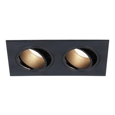 Mallorca LED inbouwspot - IP20 - Kantelbaar - 8 Watt 690 Lumen - 4000K Neutraal wit - Dubbel - GU10 - Dimbaar - Rechthoek - Voor binnen - Zwart