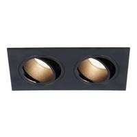 Mallorca LED inbouwspot - IP20 - Kantelbaar - 8 Watt 690 Lumen - 4000K Neutraal wit - Dubbel - GU10 - Dimbaar - Rechthoek - Voor binnen - Zwart - thumbnail