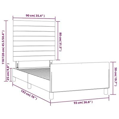 Bedframe zonder matras 90x190 cm stof crèmekleurig