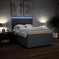 Boxspring met matras stof donkergrijs 160x200 cm - thumbnail