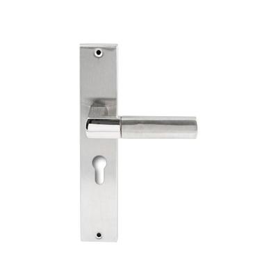 Hardbrass Deurkruk Rhodos op rechthoekig langschild profielcilindergat 55mm - RVS Hardbrass Deurkruk Rhodos op rechthoekig langschild profielcilindergat 55mm - RVS