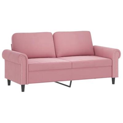 Tweezitsbank met sierkussens 140 cm fluweel roze