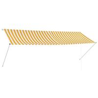 VidaXL Luifel uittrekbaar 350x150 cm geel en wit - thumbnail