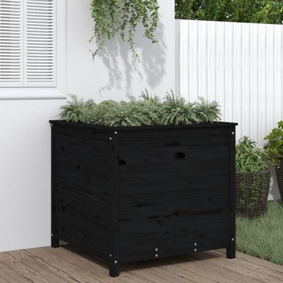 VidaXL Plantenbak 82,5x82,5x78 cm massief grenenhout zwart