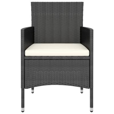5-delige Tuinset poly rattan en gehard glas zwart - thumbnail
