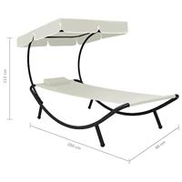 Loungebed met luifel en kussen crèmewit - thumbnail