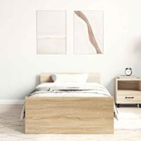 Bedframe zonder matras hout sonoma eikenkleurig 75x190 cm - thumbnail
