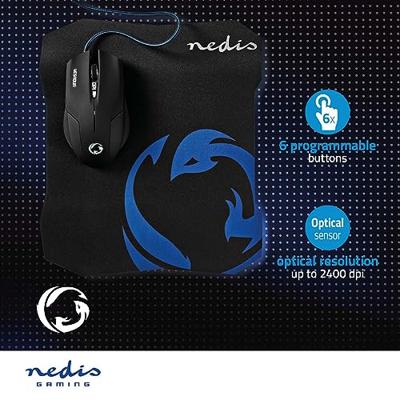 Nedis GMMP100BK Gaming-set Muis En Muismat Bedrade Muis 1600 Dpi 6 Knoppen