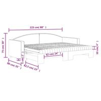 Slaapbank onderschuifbed en matrassen 80x200 cm stof lichtgrijs - thumbnail