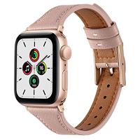 By Qubix - Leren bandje - Lichtroze - Compatible met Apple Watch 38mm / 40mm / 41mm / 42mm - Compatible Apple watch bandjes - thumbnail