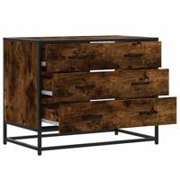 Ladekast 70x41x56 cm bewerkt hout gerookt eikenkleurig - thumbnail