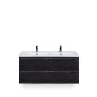Porto Badmeubelset 120 cm - 2 laden Black Oak - Keramische Wastafel Wit Slim - thumbnail