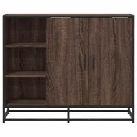 Dressoir 92x35x76 cm bewerkt hout bruin eikenkleurig - thumbnail