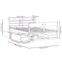 Bedframe zonder matras massief grenenhout wit 140x190 cm - thumbnail