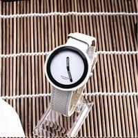 Eenvoudige stijl ronde Dial matte lederen band quartz horloge voor mannen/vrouwen (wit) - thumbnail