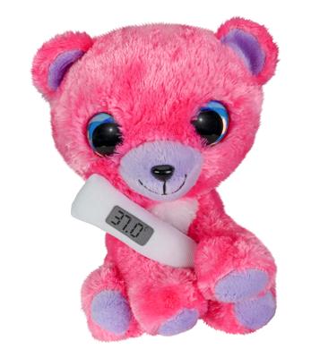 Lumo Stars knuffelbeer met thermometer junior 15 cm pluche roze Lumo Stars knuffelbeer met thermometer junior 15 cm pluche roze