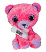 Lumo Stars knuffelbeer met thermometer junior 15 cm pluche roze - thumbnail