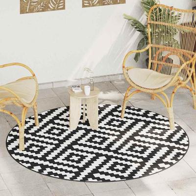 VidaXL Buitenkleed arakil ø200 cm polypropeen wit en zwart