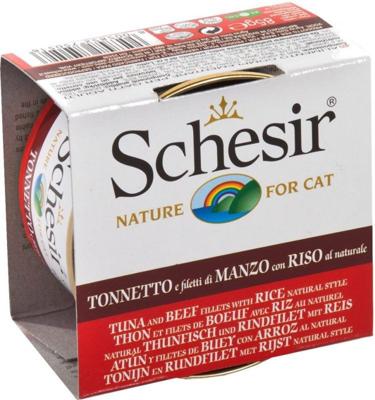 Schesir kattenvoer in natuurlijke saus tonijn, rund & rijst 85g