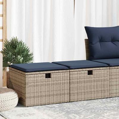 2-delige Loungeset met kussens poly rattan acacia grijs