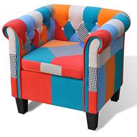 Fauteuil met patchwork stof meerkleurig - thumbnail