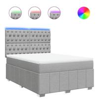 Boxspring met matras stof lichtgrijs 140x200 cm - thumbnail