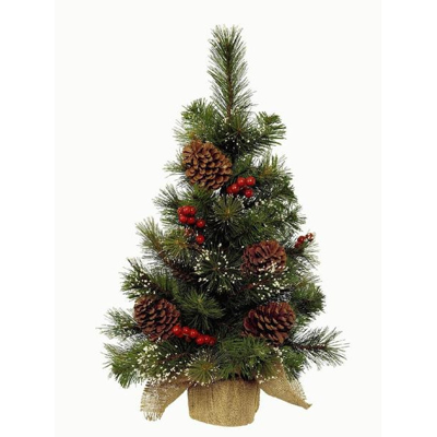 Miniboom bes d40h60 cm groen/wit Kunstkerstboom kerst Everlands - Everlands