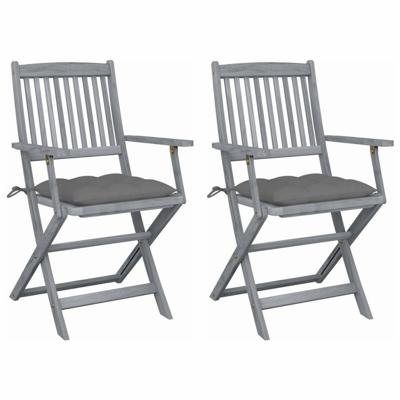 Tuinstoelen 2 st inklapbaar met kussens massief acaciahout