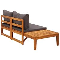 Tuinbank met tafel en donkergrijze kussens massief acaciahout - thumbnail