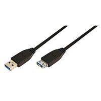 LogiLink USB-kabel USB 3.2 Gen1 (USB 3.0 / USB 3.1 Gen1) USB-A stekker, USB-A bus 3.00 m Zwart CU0043 - thumbnail