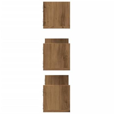 Wandschappen 3 st 58x18x18 cm bewerkt hout artisanaal eiken