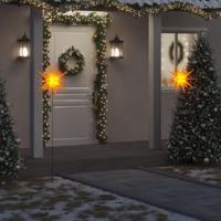 VidaXL Kerstlampen met grondpin en led's 3 st 57 cm geel - thumbnail
