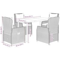 5-delige Tuinset met kussens poly rattan lichtgrijs - thumbnail