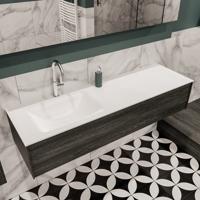 Lush onderkast 150cm in kleur ANTRACITE met 1 lade Push tot open geschikt voor linkse wastafel. Compleet met solid surface wastafel cloud M35217met 1 kraangat(en) - thumbnail