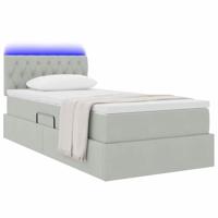 Opbergbed met LED met matras Lichtgrijs 90 x 190 cm Fluweel - thumbnail