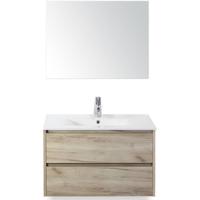 Dante Badmeubelset 80 cm - Craft Oak - Keramische Wastafel Wit Enjoy met Spiegel - thumbnail