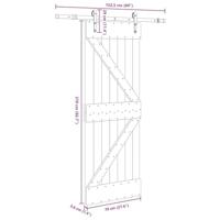 Schuifdeur met beslag 70x210 cm massief grenenhout - thumbnail