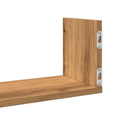 Wandschappen 3 st 80x18x18 cm bewerkt hout artisanaal eiken Wandschappen 3 st 80x18x18 cm bewerkt hout artisanaal eiken