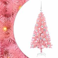 VidaXL Kerstboom met 150 led met standaard roze 120 cm pvc - thumbnail