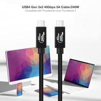 NANOCABLE 10.01.5001 - USB 4 Gen 3x2 40Gbps 5A/240W, USB-C naar USB-C, compatibel met Thunderbolt 3 en Thunderbolt 4, tot 8K bij 60Hz, zwart, 1 meter - thumbnail