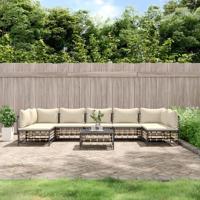 8-delige Loungeset met kussens poly rattan antracietkleurig - thumbnail