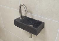 Mueller Small natuursteen fonteinset links met RVS gebogen fonteinkraan en toebehoren - thumbnail