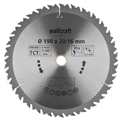 Wolfcraft HM Cirkelzaagblad | 30 td | Ø190 x 16 x 2,4mm | 1 stuk - 6735000