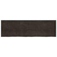 Wastafelblad 200x60x(2-6) cm behandeld massief hout donkerbruin - thumbnail