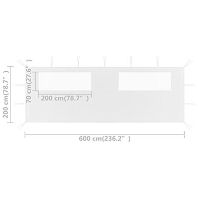 Prieelzijwand met ramen 6x2 m wit