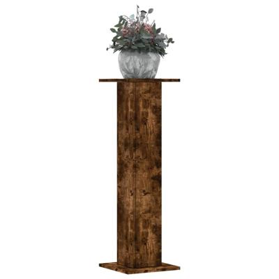 Plantenstandaards 2 st 30x30x95 cm bewerkt hout gerookt eiken