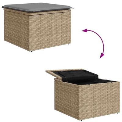 Tuinbankenset met opslag 6 pcs Beige en Licht Grijs poly rattan